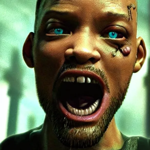 Image similar to Will Smith as a monster from the movie I am legend, realistic, photo, hyperdetailed