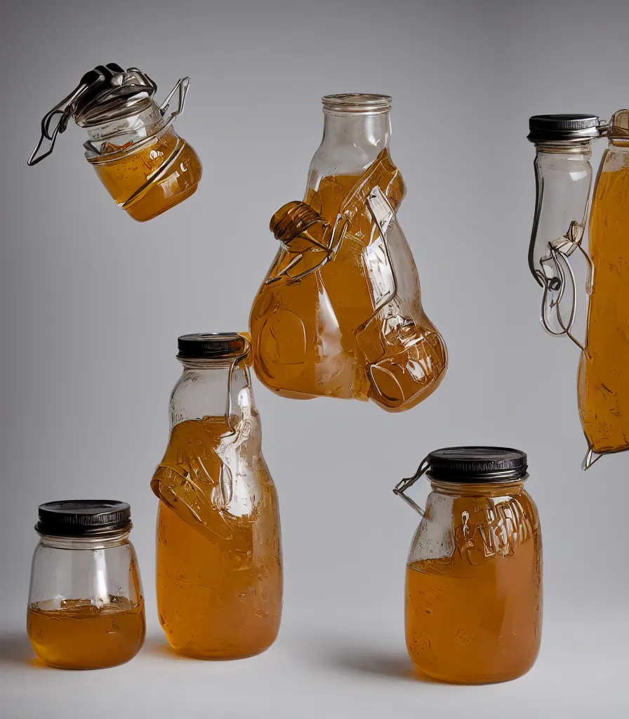 Prompt: klein bottle honey jar, product photography, beautiful studio photography