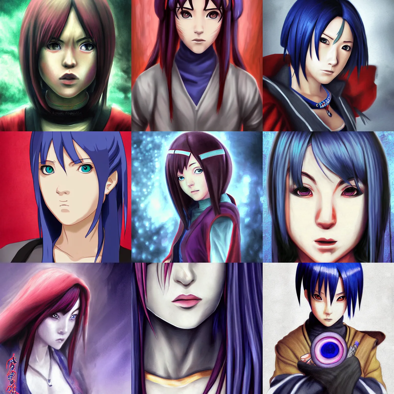 Prompt: portrait of Konan (from Naruto), realistic painting, high definition, digital art, matte painting, very detailed, realistic