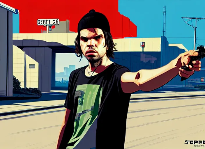 Image similar to Orelsan in a GTA V art by Stephen Bliss