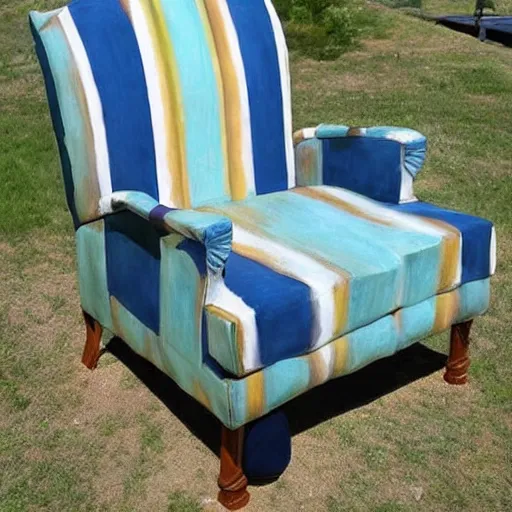 Prompt: a lounge chair painted by salvador dali