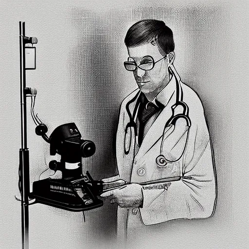 Prompt: doctor holding Ophthalmoscope, digital art, art station, detailed intricate