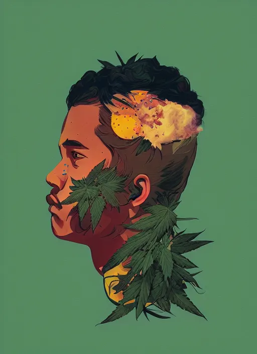 Image similar to profile picture by sachin teng x ofwgkta, marijuana, organic painting, smoke clouds, asymmetrical, green, matte paint, hard edges, energetic