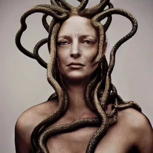 Image similar to medusa portrait by annie leibovitz