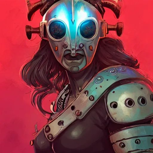 Image similar to cyberpunk viking helmet mask warrior goddess robot ninja fantasy, art gta 5 cover, official fanart behance hd artstation by jesper ejsing, by rhads, makoto shinkai and lois van baarle, ilya kuvshinov, ossdraws