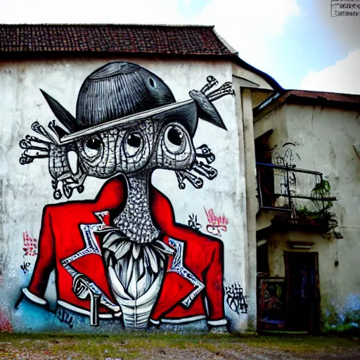 Prompt: transylvanian folk art, in the style of graffiti, made by phlegm