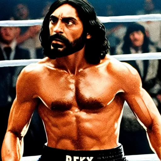 Prompt: Jesus as Rocky in the Rocky movie