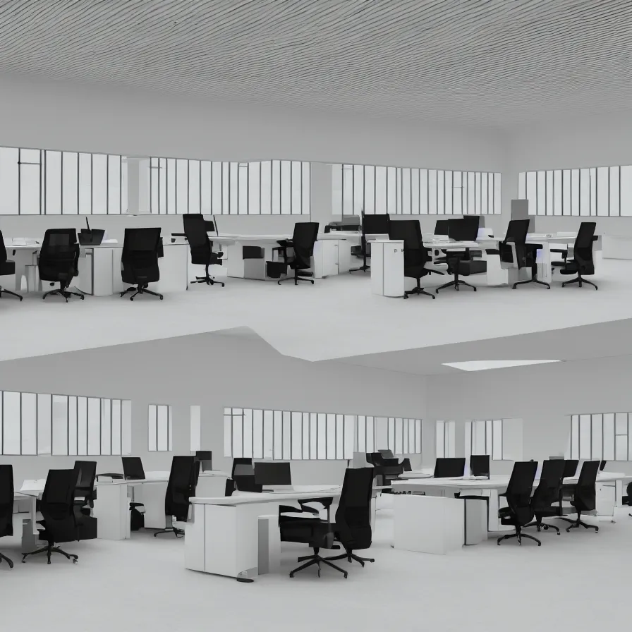 Image similar to concept art of severance indoor office scenario, designed by dieter rams