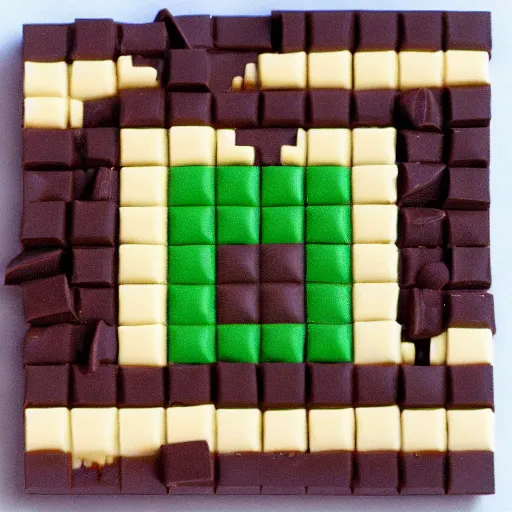 Prompt: dark chocolate relief of minecraft