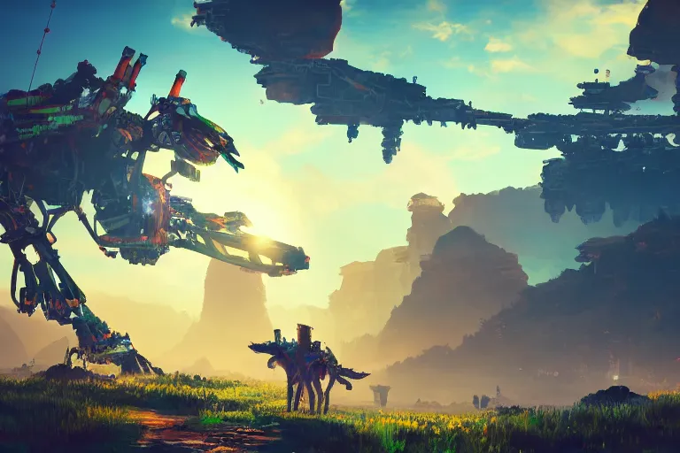 Image similar to sunwing machine mecanical creature robot of horizon forbidden west horizon zero dawn bioluminiscence global illumination ray tracing hdr fanart arstation by ian pesty and alena aenami artworks in 4 k
