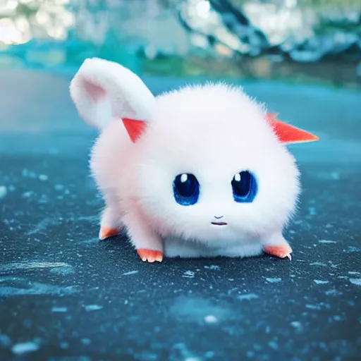 Image similar to real life ice pokemon, cute!!!, content!!!, mischievous!!!, adorable!!!, fluffy!!!, ultra realistic!!!, golden hour, sharp focus