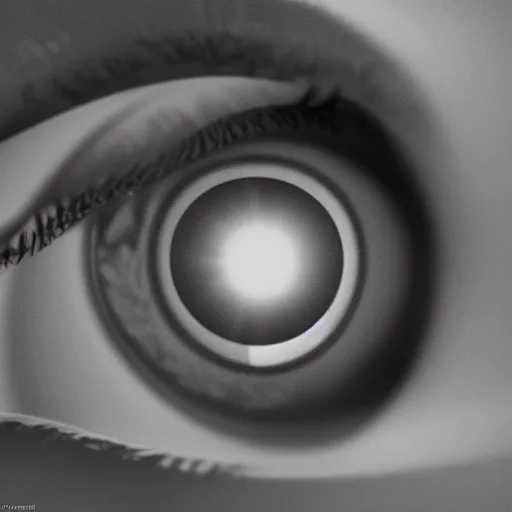 Image similar to heart's eye ( wake up ), in the style of hiroya oku and riyoko ikeda and stanley kubrick, black and white, photorealistic, epic, super technical, 3 d render