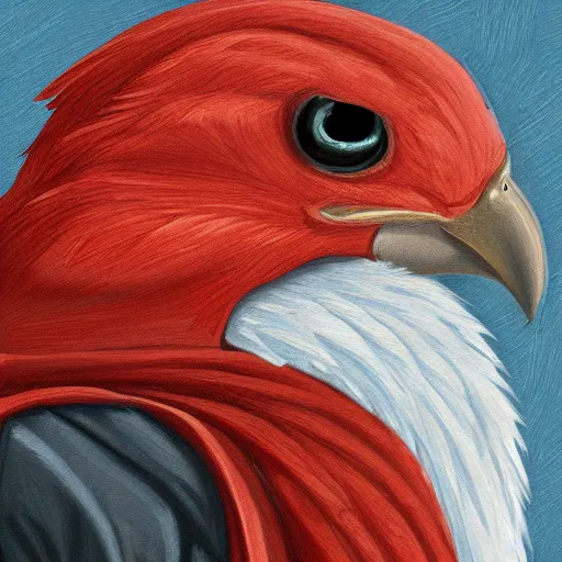 Prompt: painting of an exhausted anthropomorphic bird, furaffinity