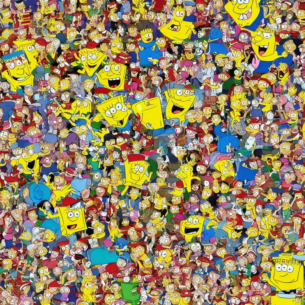 Image similar to where's waldo sponge bob