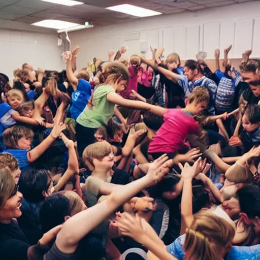 Prompt: a huge mosh - pit breaks out at a daycare