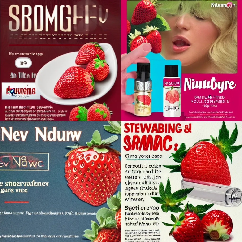 Prompt: Ad for new nutmeg-and-strawberry flavored vape.