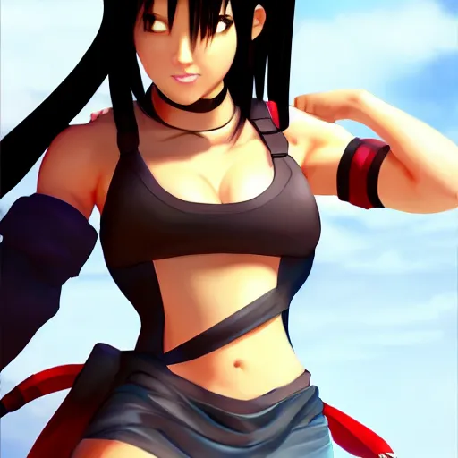 Image similar to high quality tifa lockhart dressed as avatar aang, trending on artstation