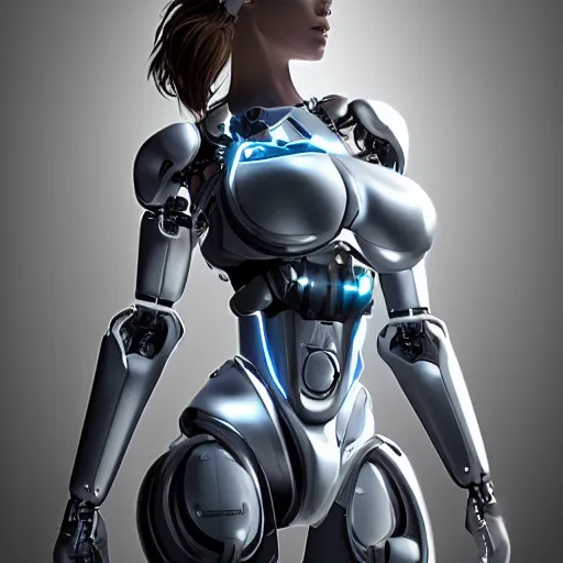 Image similar to beutiful white girl cyborg, artstaition, unreal engine