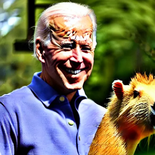 Prompt: joe Biden eating a capybara real footage