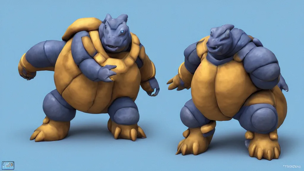 Prompt: blastoise, pokemon, zbrush sculpt