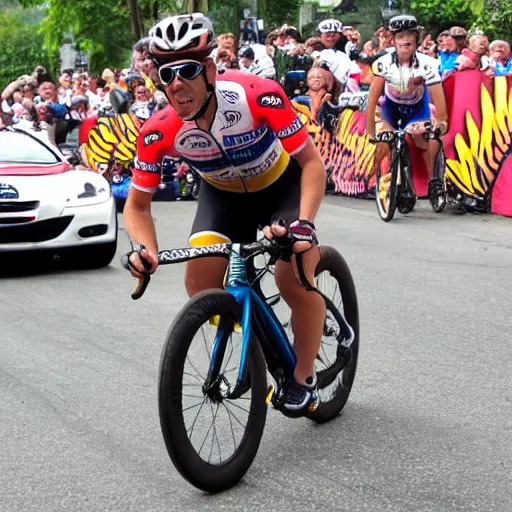 Image similar to monkey driving a bike with wheel of donuts wins tour the france