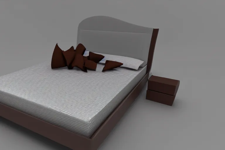 Prompt: 3 d render of a bed made of melted chocolate