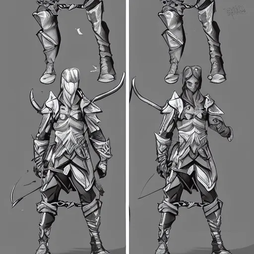 Prompt: character outfit concept of fantasy male elf ranger, by Josh Durham and Artgerm, multiple views, highly detailed, artstation