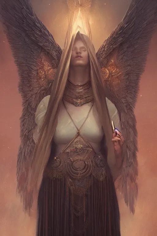 Image similar to A beautiful digital painting of a female Seraphim, intricate, cinematic lighting, highly detailed, digital painting, Artstation, concept art, smooth, sharp focus, illustration, art by Tom Bagshaw, Artgerm and Greg Rutkowski