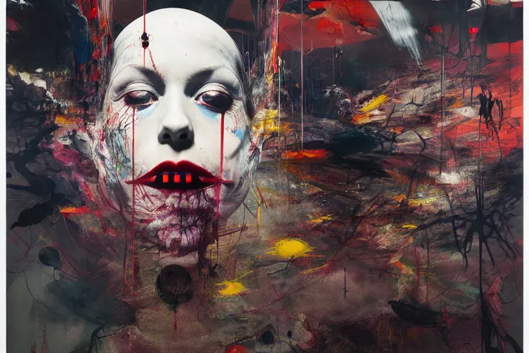 Image similar to The physical impossibility of death, in a brutalist designed space ship, gothic, rich deep colours, painted by Francis bacon, Adrian ghenie, James jean and Petra cortright, part by Gerhard Richter, part by Takato Yamamoto. 8k masterpiece