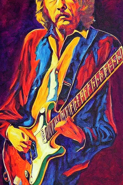 Image similar to Poster artwork, painting of Duane Allman by Bob Dylan