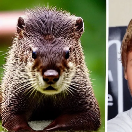 Image similar to justin bieber's face on a beaver.