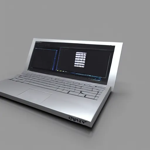 Prompt: 1 9 8 5 sony laptop concept, 3 d concept render, global illumination, studio lighting, cgsociety