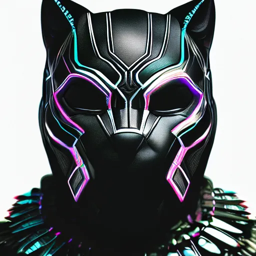 Image similar to Cyberpunk Black Panther, close up shot, neon, cyborg, futuristic, photorealistic, 8K,