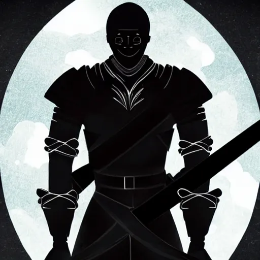 Image similar to black man knight with sword symmetrical realistic fantasy on white bear