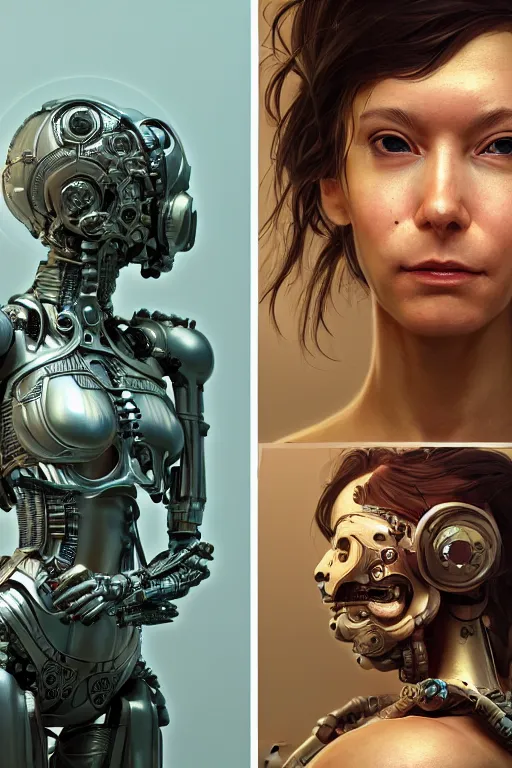 Image similar to portrait of a happy female cyborg, intricate, dystopian toy, sci - fi, extremely detailed, biopunk suit, digital painting, sculpted in zbrush, artstation, concept art, smooth, sharp focus, illustration, chiaroscuro lighting, golden ratio, incredible art by stanley artgerm lau and greg rutkowski and alphonse mucha and simon stalenhag