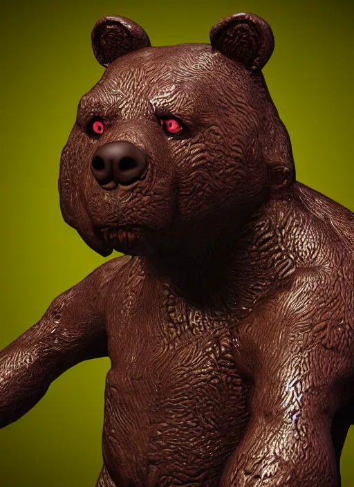 Image similar to : bear with maze pattern all over glowing eyes zbrush dalle2 macro lens 3d render unity unrealengine octane