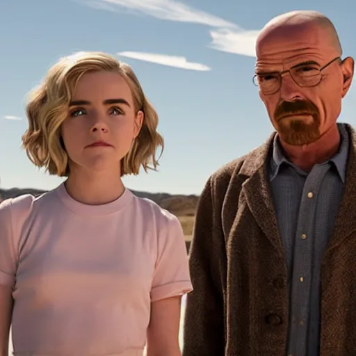 Image similar to kiernan shipka as sabrina spellman with walter white, still from breaking bad