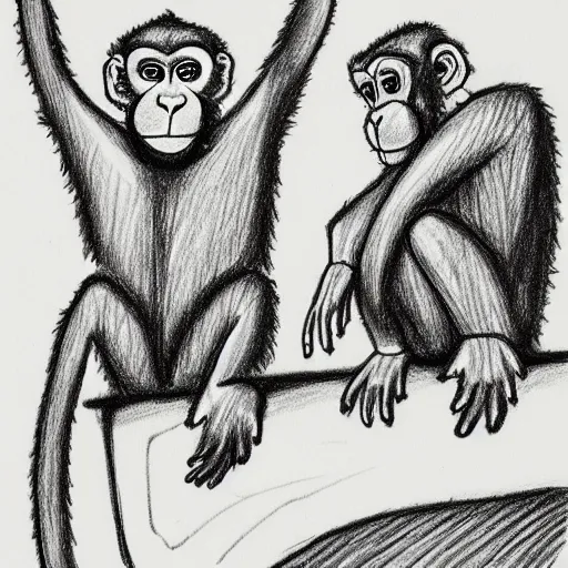 Image similar to a drawing of monkeys by allen williams.