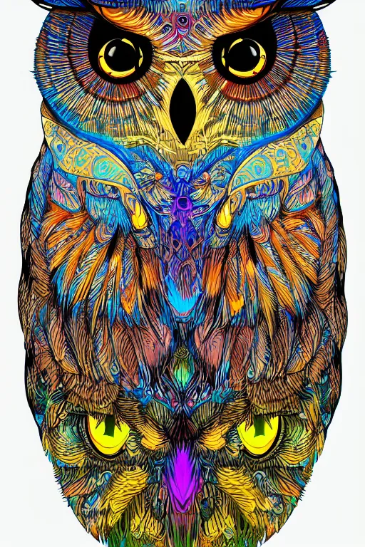 Image similar to glowing owl, beautiful colours, highly detailed, digital art, sharp focus, trending on art station