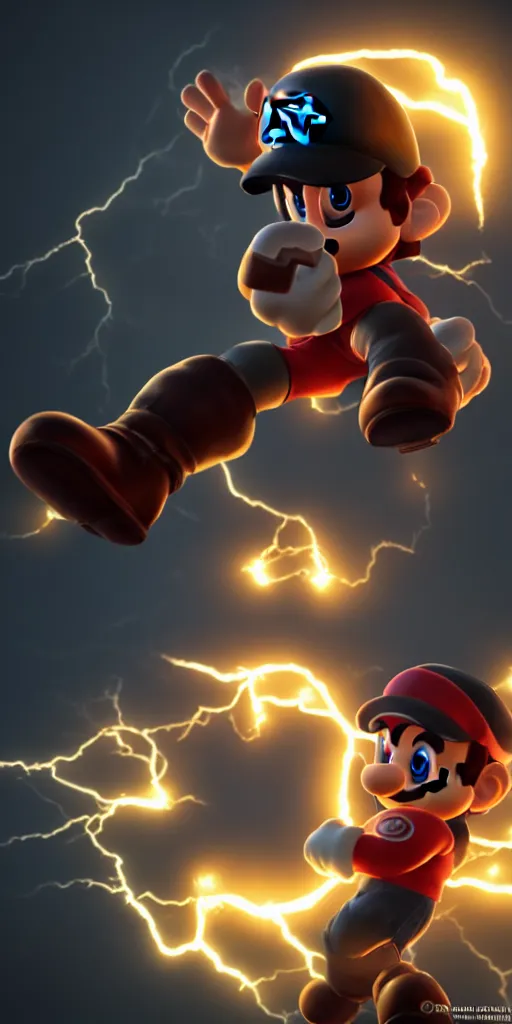 Prompt: a photorealistic render of the a nintendo character, triple a game, character design, hyper realistic, plain black background, 8 k, volumetric lightning, octane render