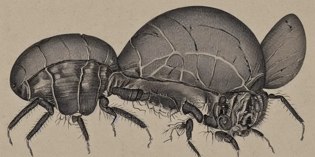 Image similar to Intricate detailed scientific illustration, Polyphagous shot-hole borer, vintage,