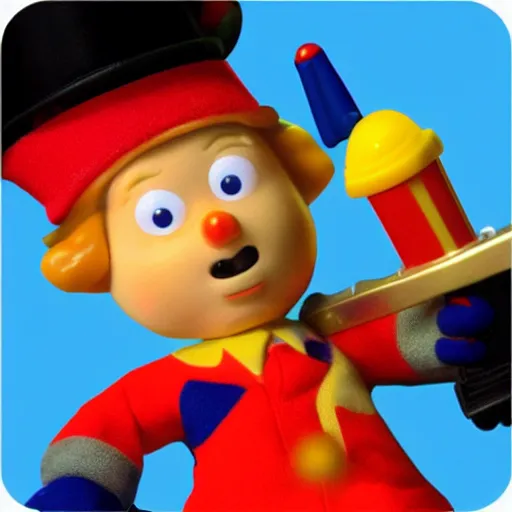 Image similar to noddy with a gun