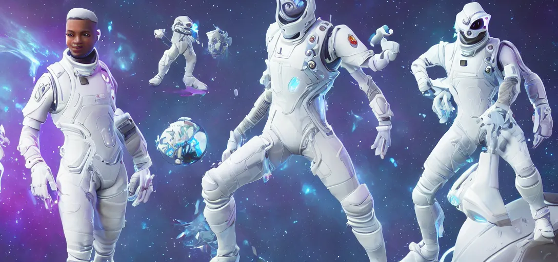 Image similar to character sheet concept art of a galaxy from fortnite wearing a white three - piece suit, realistic, hyperrealistic, photographic, costume, wlop, dan mumford, greg rutkowski, high detail, octane render, alexander mcqueen, james gurney, james jean, mucha, photo, 8 k, intricate