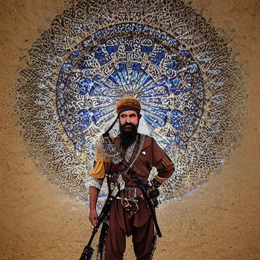 Image similar to “ full body, afghan warrior, an afghan male type, standing in - front of god ’ s house, highly intricate detailed, light and shadow effects, intricate, highly detailed, digital painting, art station, concept art, smooth, sharp focus, illustration, advanced digital art, atmospheric lighting, detailed face, 8 k, hq ”