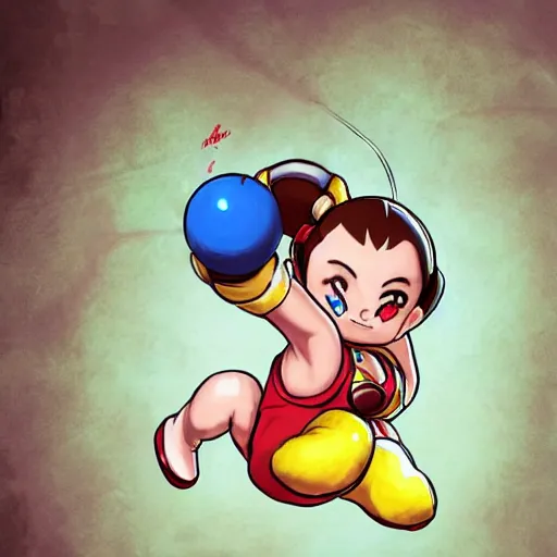 Image similar to chun li stomping a goomba with a pogo stick, photorealistic, masterpiece