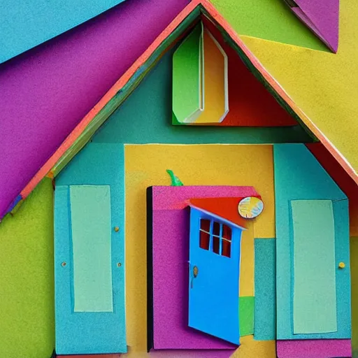 Image similar to a house made of colorful paper, award - winning photography