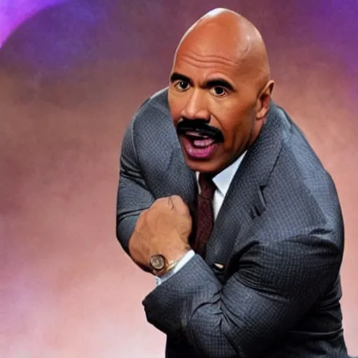 Image similar to Steve harvey as Dwayne the rock Johnson