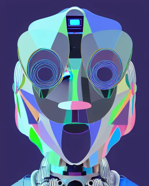 Prompt: an abstract portrait of an ai robot, in the style of john chamberlain, digital art, trending on artstation