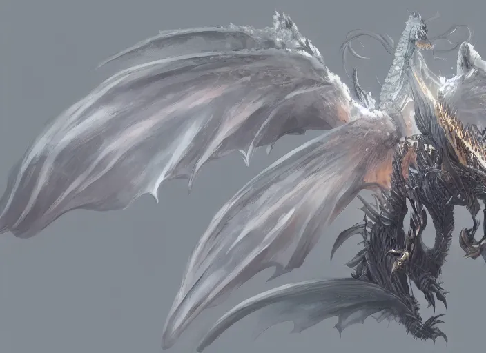 Image similar to detailed concept art of a huge angel - winged moth dragon by cheng yi and luolin, artstation, artstationhd