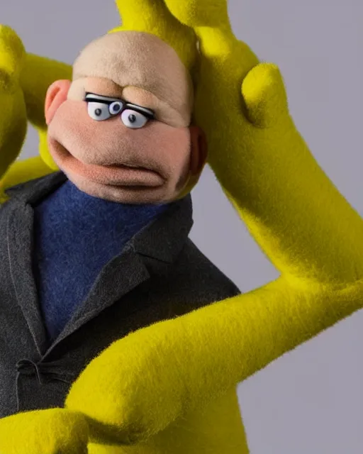 Image similar to hank schrader as a muppet. highly detailed felt. hyper real photo. 4 k.